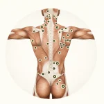 Anatomische illustratie van de rugspieren – medische massage