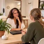 Monique in gesprek met een cliënt – kennismakingsgesprek